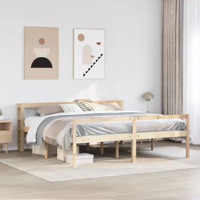 vidaXL Cadru de pat senior cu tăblie, 200x200 cm, lemn masiv pin