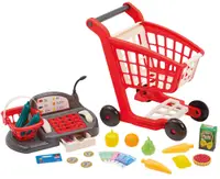 Set de joacă Ecoiffier - Casă de marcat cu cărucior de cumpărături, 26 piese