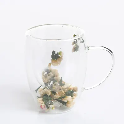 Cana din sticla cu flori decorative 350 ml