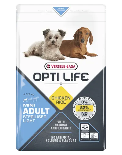 VERSELE-LAGA Opti Life Adult Light Mini hrana uscata pentru caini supraponderali/obezi de talie mica 7,5 kg