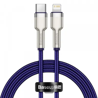 Cablu Date si Incarcare USB-C - Lightning Baseus Cafule Metal Series, 20W, 1m, Mov CATLJK-A05