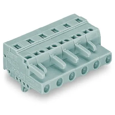 1-conductor female plug; Snap-in mounting feet; 2.5 mm²; Pin spacing 7.5 mm; 8-pole; 2,50 mm²; gray