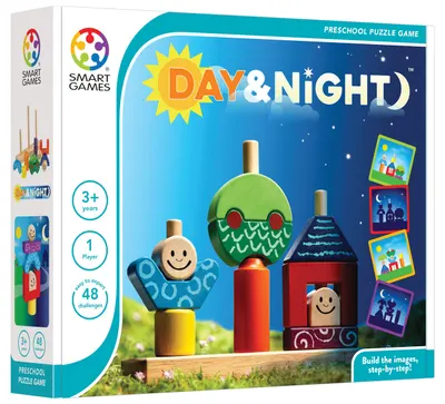 Joc de logică pentru copii Smart Games Preschool Wood - Zi si noapte