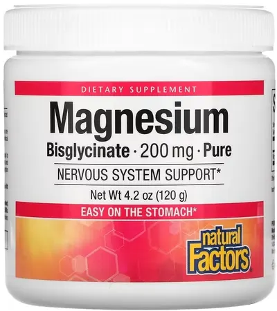 Magnesium Bisglycinate Pure, 200 mg, 120 g, Natural Factors