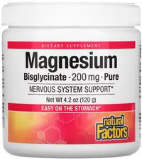 Magnesium Bisglycinate Pure, 200 mg, 120 g, Natural Factors