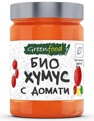 Hummus bio, cu roșii, 280 g, Green Food