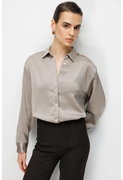 Camasi dama - Regular Fit - maneca lunga - bej natural - poliester