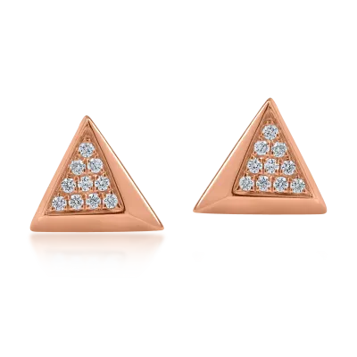 Cercei geometrici din aur roz cu diamante de 0.056ct
