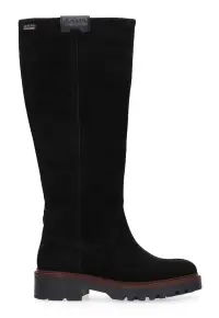 Cizme lungi de piele intoarsa cu varf rotund - Negru