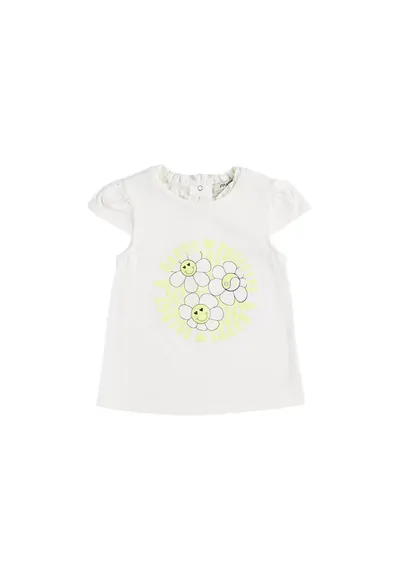 Tricou cu imprimeu floricele - Elena - Ecru - pentru fetite - Ecru