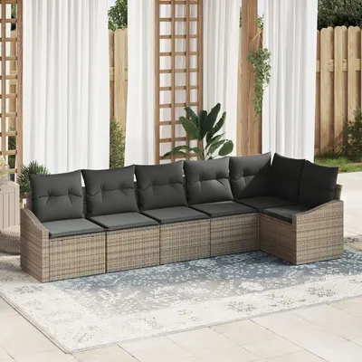 Gossi set de masa in gradina cu 6 piese si perne gri ratan poly