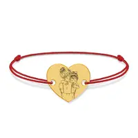 Mom - Bratara personalizata din argint placat cu aur 24K cu snur "Te iubesc mami" - inimioara