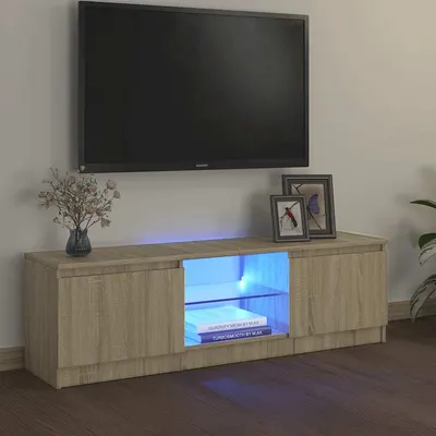 vidaXL Comodă TV cu lumini LED, stejar sonoma, 120x30x36 cm