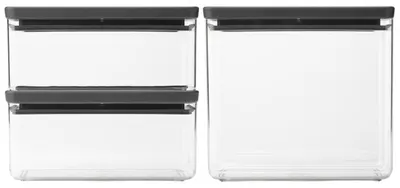 Set cutii pentru depozitarea produselor Brabantia - Tasty+ Stackable, Dark Grey, 3 buc