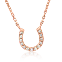 Lant cu pandantiv potcoava din aur roz cu diamante de 0.037ct