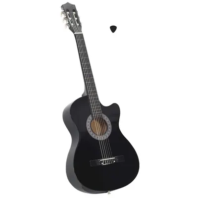vidaXL Chitară clasică occidentală decupată, cu 6 corzi, negru, 38"