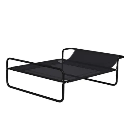 PawHut Pat Ridicat pentru Câini Mici și Medii, cu Suport Reglabil pentru Cap, Plasă Respirabilă pentru Exterior, 91x69x29 cm, Negru | Aosom Romania