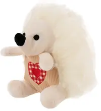 Jucărie de pluș Amek Toys - Arici cu inimă brodată, alb, 16 cm