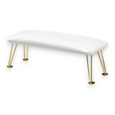Suport Mana Manichiura cu Picioare Metalice Gold, Alb