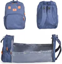 Rucsac multifunctional cu patut pliabil Cangaroo - Liana, Denim