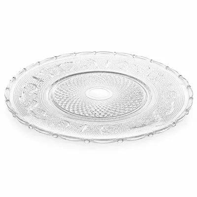 Platou din Sticla 32.5cm, Model Cristal Floral, Transparent Engros