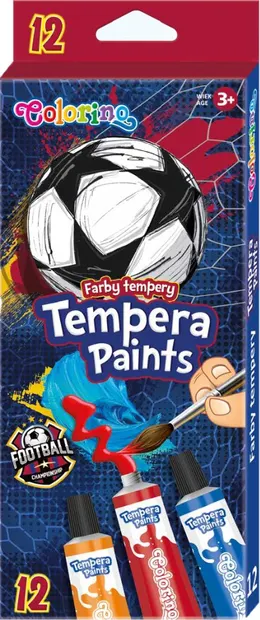 Vopsele tempera în tuburi Colorino - Football, 12 culori x 12 ml