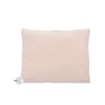 Perna clasica de dormit, Qmini, Cu husa detasabila cu fermoar, Din muselina dubla, 30x40 cm, Powder Pink