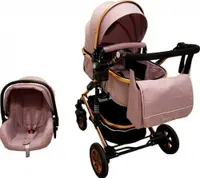 Carucior pentru copii Baby Care Pro 531 Gri 3 in 1 Transformabil, Cadru Aluminiu, Amortizoare, Roti din cauciuc, Spatar reglabil 3 trepte, Plasa insecte, Geanta