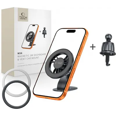 Suport Auto Magnetic Tech-Protect N56 2in1 II, Universal, Negru