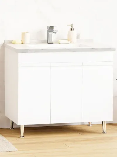 Set Baza front MDF si Lavoar seria 886, montat, 100 cm, alb