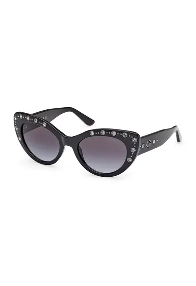 Ochelari de soare cat-eye cu strasuri - Negru