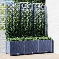 vidaXL Jardinieră de grădină cu spalier,albastru gri, 120x40x136 cm, PP