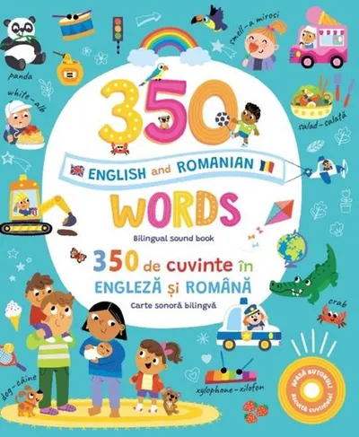 350 words in English and Romanian / 350 de cuvinte în română şi engleză - Board book
