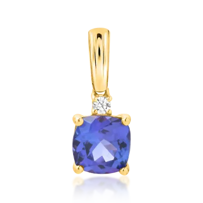 Pandantiv din aur galben cu tanzanit square de 1.99ct si diamant de 0.05ct