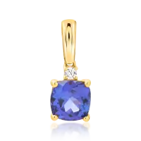Pandantiv din aur galben cu tanzanit square de 1.99ct si diamant de 0.05ct