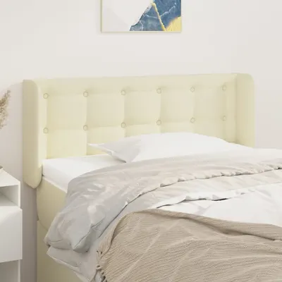 vidaXL Tăblie de pat cu aripioare crem 103x16x78/88 cm piele ecologică