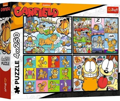 Puzzle Trefl din 4 x 250 piese - Lui Garfield nu-i place ziua de luni