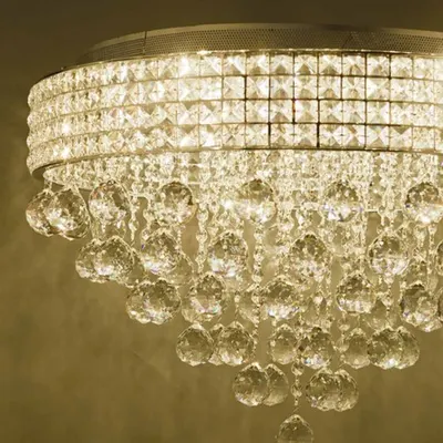 Lampa tavan Matrix 9lt Flush Polished Chrome & Crystal