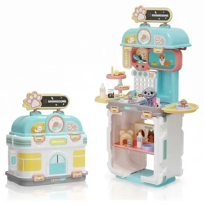 Salon de coafură pentru copii pentru animale de companie 2 în 1 Raya Toys - 44 piese