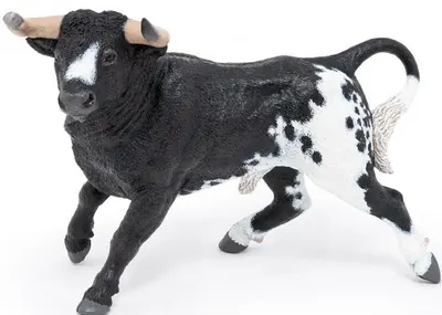 Figurina Papo Farmyard friends - Taur spanion, alb-negru