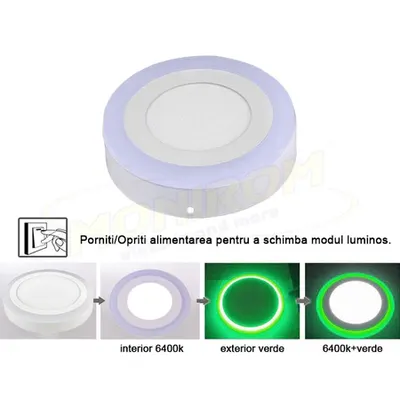 Spot Led TC aplicat 12w 4w/6400k verde – rotund *TV 0,25ron