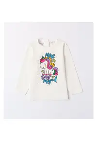Bluza cu imprimeu unicorn pentru fete - 0.A355 - Alb
