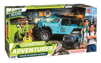 Set de joacă RS Toys - Camping Adventures,jeep și bicicletă, cu sunete și lumini