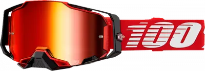 Ochelari cross atv 100% Armega Red, lentila oglinda, culoare rama rosu negru