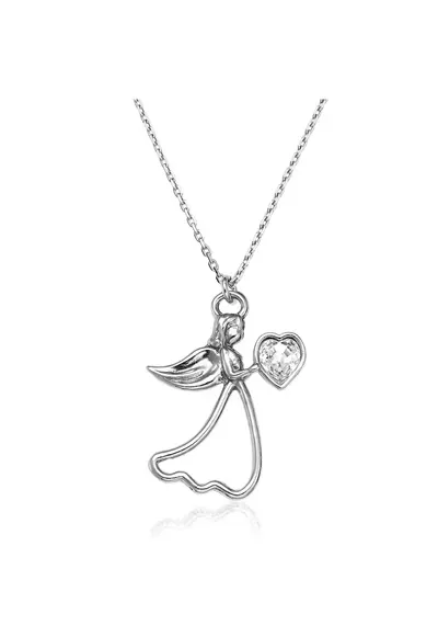 Colier Argint 925 placat cu rodiu cu Cristale Swarovski® Crystal Clear - Angel