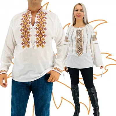Set Traditional Cuplu 408 Camasi traditionale cu broderie