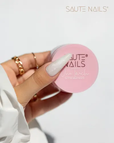 Gel UV Saute Nails One Touch Glitter Milky White 30gr