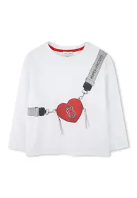Bluza din bumbac cu design grafic - Alb optic/Rosu vermillion