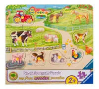 Puzzle de lemn Ravensburger din 10 de piese - Morning at the farm