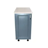 Corp inferior cu 1 Usa Zebra, Alb / MDF Albastru si blat travertin 40 x 85 x 60
